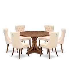 7-Piece Dining Room Set In Light Beige Color