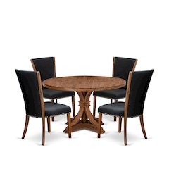5 Piece Dinette Set For 4 Contains 54" Round Table In Black Color