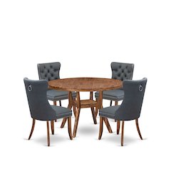 5-Piece Modern Dining Table A Kitchen Table, 4 Platinum Gray Dining Room Chairs