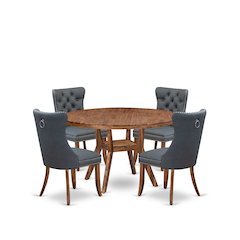 5-Piece Dining Room A Kitchen Table And 4 Platinum Gray Dining Chairs