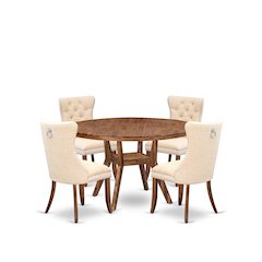 5-Piece Dining Table Set In Light Beige Color