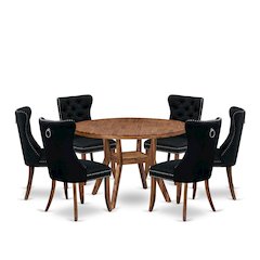 7-Piece Modern Dining Room Set In Black Color