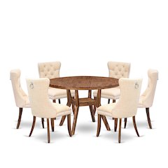 7-Piece Kitchen Table Set In Light Beige Color