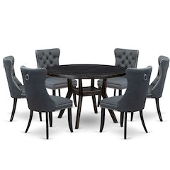 7-Piece Modern Dining Room Set In Platinum Gray Color
