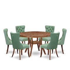 7-Pc Dining Room Table Set Consist A Dinner Table And 6 Willow Greenchairs
