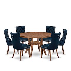 7-Piece Kitchen Table Set In Navy Blue Color