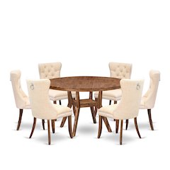7-Piece Kitchen Table Set In Light Beige Color