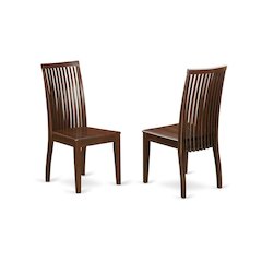 Mahogany Wood Dining Chair with High Back Slat Design for Kitchen Table, Set of 2