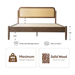 King Wooden Platform Bed Frame, Barnwood Finish, Traditional Style