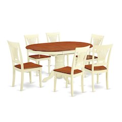 Elegant Oval Dining Table Set for 6 with Leaf and Solid Wood Chairs