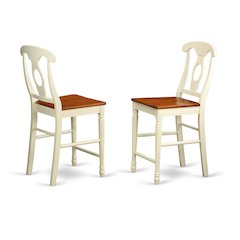 Elegant Wooden Counter Height Chairs with Backrest – Set of Two