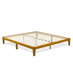 King Size Platform Bed Frame with 4 Legs and 2 Extra Center Legs - Oak Finish