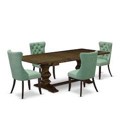 5 Piece Dining Table Set Contains a Rectangle Wooden Table with Butterfly Leaf