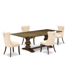 5 Piece Dining Table Set Contains a Rectangle Wooden Table with Butterfly Leaf