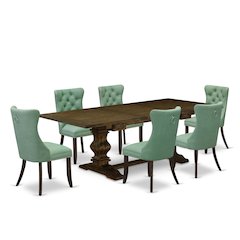 7 Piece Kitchen Set Consists of a Rectangle Dining Table with Butterfly Leaf