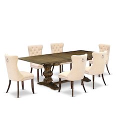 7 Piece Kitchen Set Consists of a Rectangle Dining Table with Butterfly Leaf