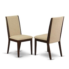 Upholstered Parsons Dining Chair with High Back, Light Tan, Set of 2
