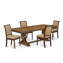 5 piece Modern Dining Table Set of a Kitchen Table and 4 Dark Grey Dining Chairs