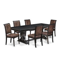 7 piece Modern Dining Table Set includes a Kitchen Table and 6 Dinner Chairs