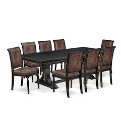 9 piece Modern Dining Table Set consists of a Dining Table and 8 Dinner Chairs