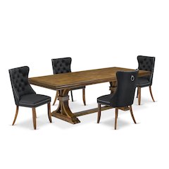 5 piece Dining Table Set of a Modern Dining Table and 4 Dark Grey Kitchen Chairs