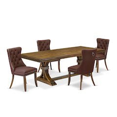 5 piece Kitchen Table Set of a Dining Table and 4 Faux Leather Kitchen Chairs