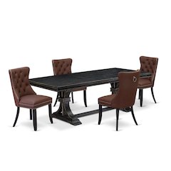 5 piece dining set includes a dining table and 4 Faux Leather Parson Chairs