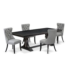 5 piece kitchen dining set a wooden table and 4 Faux Leather Parson Chairs