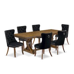 7 Pieces Dining Set Contains a Rectangle Kitchen Table and 6 Modern Chairs