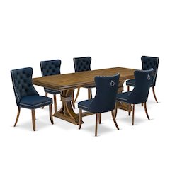 7 Pieces Dining Set Contains a Rectangle Kitchen Table and 6 Modern Chairs