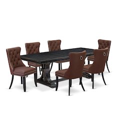 7 piece kitchen table set a breakfast Table and 6 Faux Leather dining Chairs