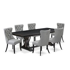 7 piece modern dining set a kitchen table and 6 Faux Leather kitchen Chairs