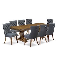 9 piece Kitchen Table Set consists of a Dining Table and 8 Dinner Chairs
