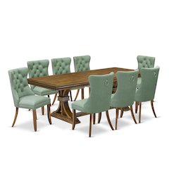 9 piece Modern Dining Table Set includes a Kitchen Table and 8 Dinner Chairs