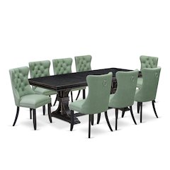 9 Pieces Dining Table Set a Rectangle Table and 8 Dining Chairs