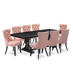 9 Pieces Dining Table Set a Rectangle Table and 8 Dining Chairs
