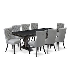 9 piece kitchen table set a dinner table and 8 Faux Leather dining Chairs