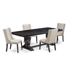 5 piece kitchen table set a dinner table and 4 Linen Fabric dining chairs