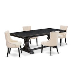 5 piece kitchen set a kitchen table and 4 parson chairs & black legs