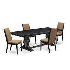 5 piece kitchen set in a dining table & 4 dining chairs & black legs