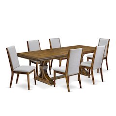7 Pieces Kitchen table set of a Rectangular Dining Table and 6 Dining Chairs