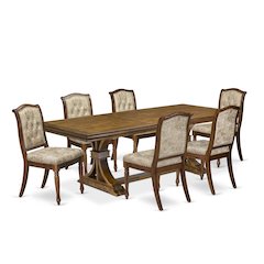 7 Pieces Dining Room set of a Rectangular Dining Table and 6 Kitchen Chairs