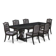 7 pc Dining Room Table Set of a Kitchen Table and 6 Upholstered Chairs