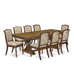 9 Pieces Kitchen table set a Rectangular Dining Table and 8 Dining Chairs