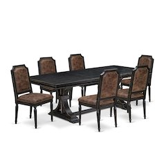 7 piece Dining Table Set consists of a Dining Table and 6 Kitchen Chairs