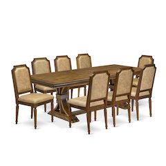 9 piece Dining Table Set includes a Dining Table and 8 Dark Grey Kitchen Chairs