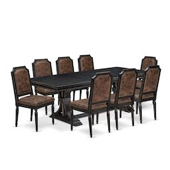9 piece Modern Dining Table Set includes a Dining Table and 8 Kitchen Chairs