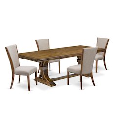 5 piece Kitchen Table Set a Dining Table and 4 Linen Fabric Dining room Chairs
