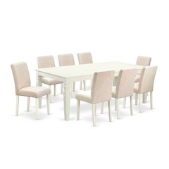 Dining Room Set Linen White, LGAB9-LWH-02