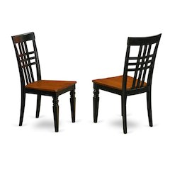 Traditional Solid Wood Dining Chair with Wood Seat, Black & Cherry, Set of 2